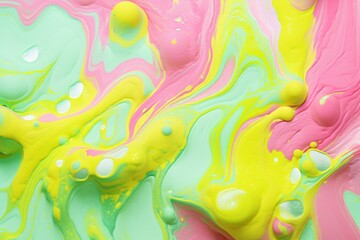 Green, yellow and pink fluid mixed abstract bright background