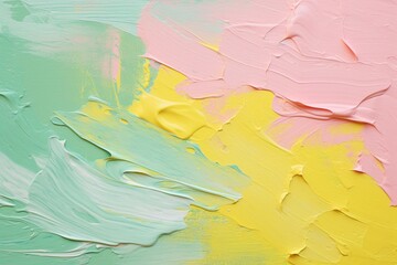 Pastel green, yellow and pink oil brush strokes abstract paint background