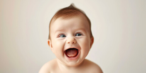 Joyful Infant Laughing - A Portrait of Pure Happiness