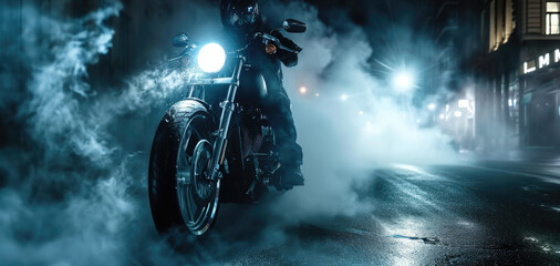 Night Rider - Motorcycle Adventure in Urban Fog