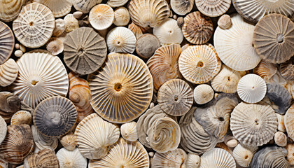 Abundance of Seashells on Empty Beach texture for design background