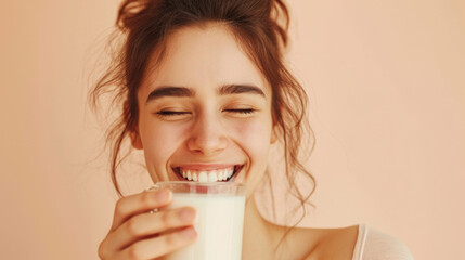 Pure Joy: Woman Enjoying a Fresh Glass of Milk