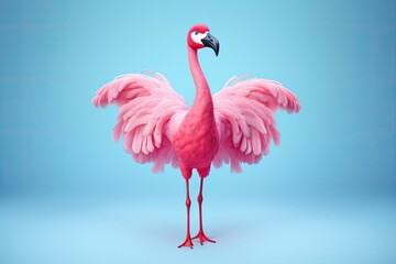 Fototapeta premium Pink flamingo standing gracefully with a whimsical charm.