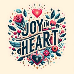 Joy in heart, text love , typography
