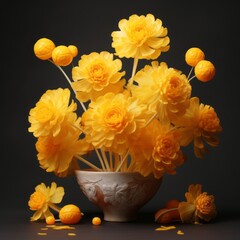 bouquet of yellow flowers in a vase