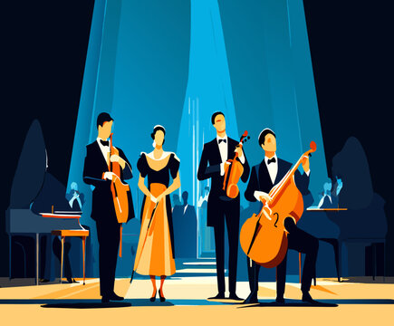 A classical quartet on a royal stage. vektor icon illustation