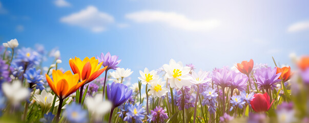 Color spring flowers fairy nature background - Seasons design