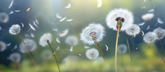 Fotobehang Dandelion disperses seeds by wind. © TheWaterMeloonProjec