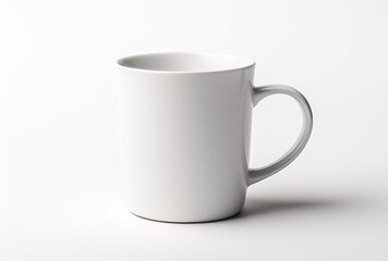 white coffee mug isolated on a white background, tonal sharpness - obrazy, fototapety, plakaty