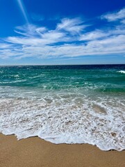 Waved ocean, blue ocean horizon, seascape horizon background, natural ocean view