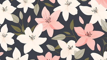 Illustrated lilies wallpaper pattern