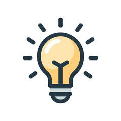 Color vector illustration of a glowing light bulb, a symbol of an idea or invention.