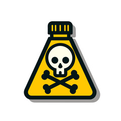 Warning sign with a skull and bones on a yellow background, symbolizing poison and danger.