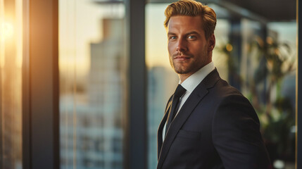 Fototapeta premium handsome man successful businessman in the office