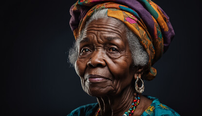 Naklejka premium Portrait of sad very old woman , close-up senior woman , portrait of sad senior woman , wrinkles on the face