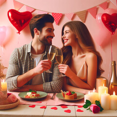 Valentine's day, man and girl on a date