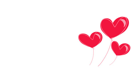 Heart-Shape Balloons and Love Icons for a Valentine's Day Celebration, Heart icon.  Romantic clipart sign on transparent background 
