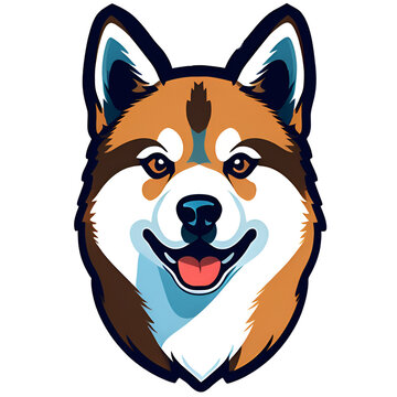 cartoon Akita dog puppy breed, vector illustration, logo icon tattoo, head / face , isolated on white background, transparent PNG