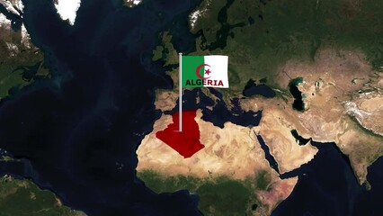 Exploring Algeria's Map and Flag.Aerial Views of Algeria's Map and Flag