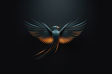 Fototapeta premium Swallow bird abstract black and golden color logo. Generative Ai