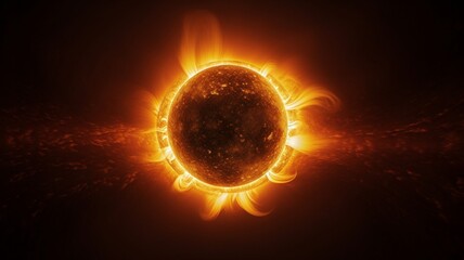 Obraz premium The Enchanting Display of a Sun with a Partial Solar Eclipse Unveiling Celestial Marvels - AI Generative