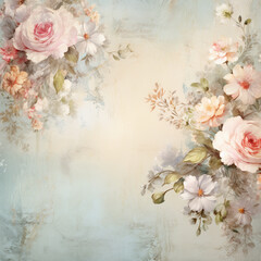 background with roses in watercolor style