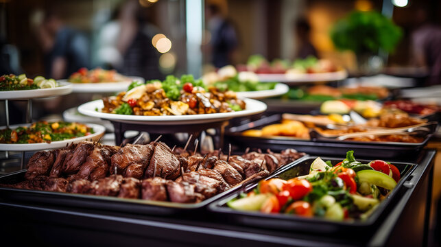 Une table de mariage pr&eacute;sent&eacute; par le traiteur avec diff&eacute;rents plats.
