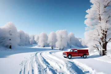 snow covered car Generated with AI.