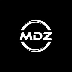 MDZ letter logo design with black background in illustrator, cube logo, vector logo, modern alphabet font overlap style. calligraphy designs for logo, Poster, Invitation, etc.