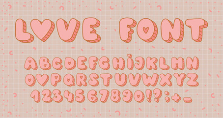 Valentine's Day Love Alphabet Letters and Numbers: Romantic Decorative Font for Invitations, Banners, Greeting Card