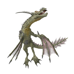 Fototapeta premium water dragon is turning around on white background in bottom view