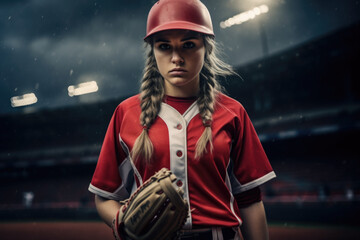 Obraz premium Confident young athlete in baseball uniform