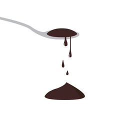 Chocolate paste dripping from a spoon. Vector illustration on white background.