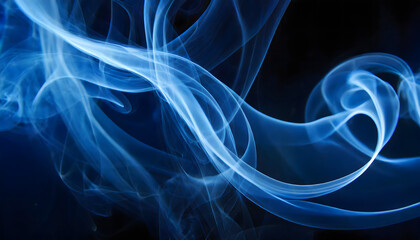 Fototapeta premium Blue smoke on black background wallpaper.