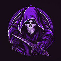 Grim Reaper's Violet Edge: Blade in Hand