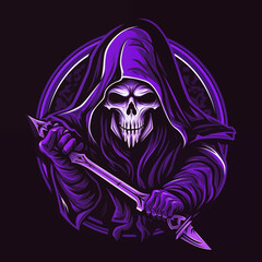 Grim Reaper's Violet Edge: Blade in Hand