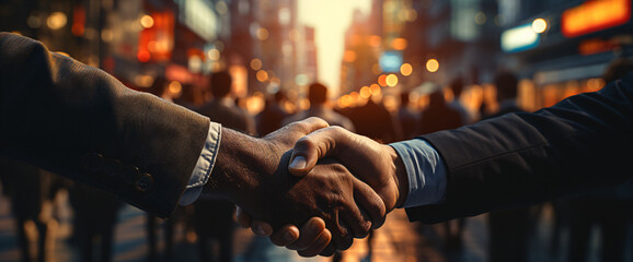 M&A Achievement: Handshake Signifies Successful Business Merger - obrazy, fototapety, plakaty