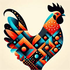 Geometric Abstraction: Contemporary chicken Illustration