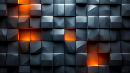 Orange and Blue Abstract Background in the Style of Folded Planes, Featuring Dark Silver and Black, Abstraction-Création, Photorealistic Compositions, Sharp and Vivid Colors, Contrasting Shadows