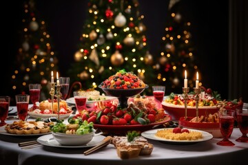 Naklejka premium christmas table setting