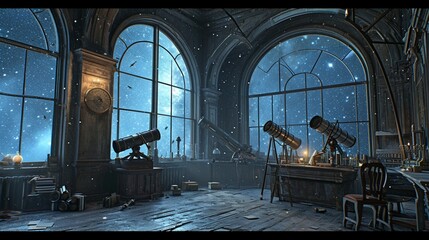 A Celestial Observatory Scene Etched Into Perfection - AI Generative