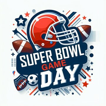 american football helmet and ball with copy space for text. Panoramic banner design concept of super bowl sunday created with generative ai