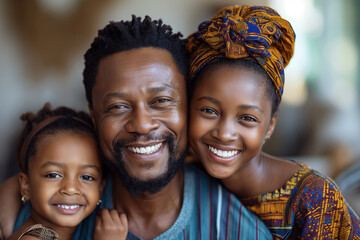 Fototapeta premium Portrait of a happy father with his daughters.