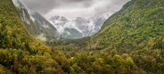 early autumn in Bavšica Valley, Triglav National Park, Bovec, Julian Alps. Slovenia, Central Europe