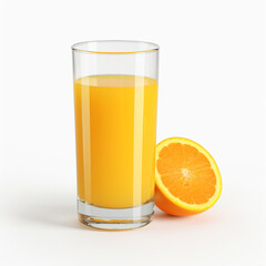 a glass of orange juice, white background created with Generative Ai
