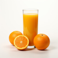 a glass of orange juice, white background created with Generative Ai