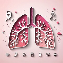 Lungs Cancer awareness month. lungs silhouette in Vector Illustration for Background world cancer day created with generative ai	