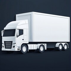 white cargo truck with a dark blank empty trailer Vector Design Illustration for Background created with generative ai