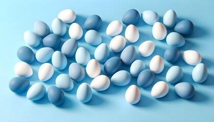 seamless Pattern of a blue and white Easter eggs over blue a background holiday	
