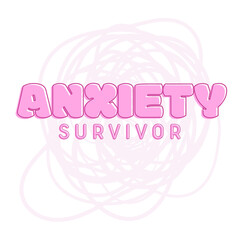anxiety survivor light pink sticker - obrazy, fototapety, plakaty